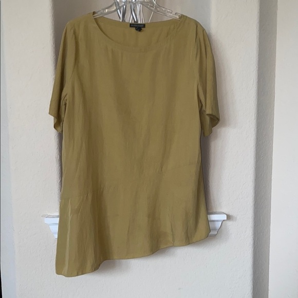Eileen Fisher Women's Asymmetrical Olive Green Top Size M - Picture 2 of 11